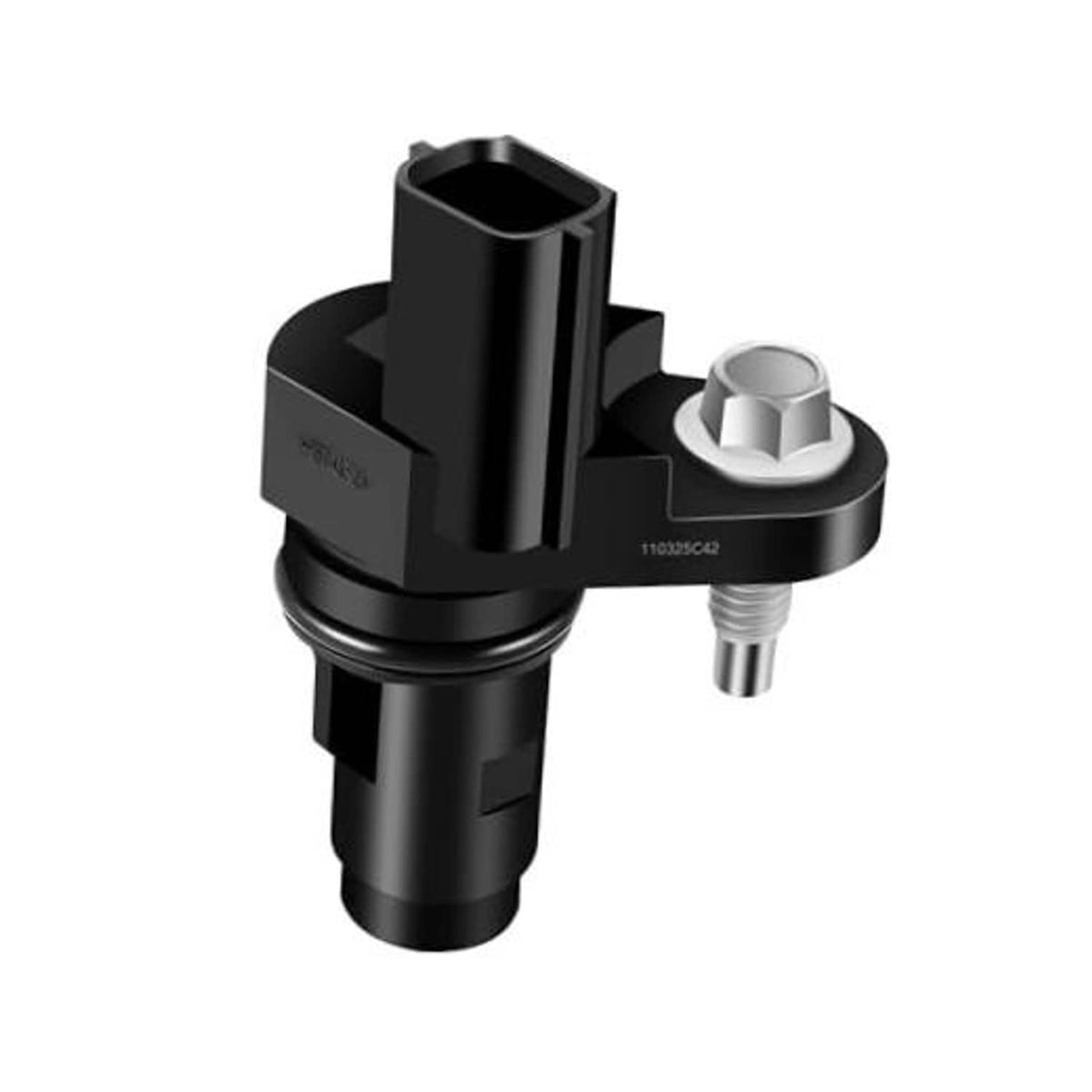 Black crankshaft position sensor with electrical connector and threaded mounting