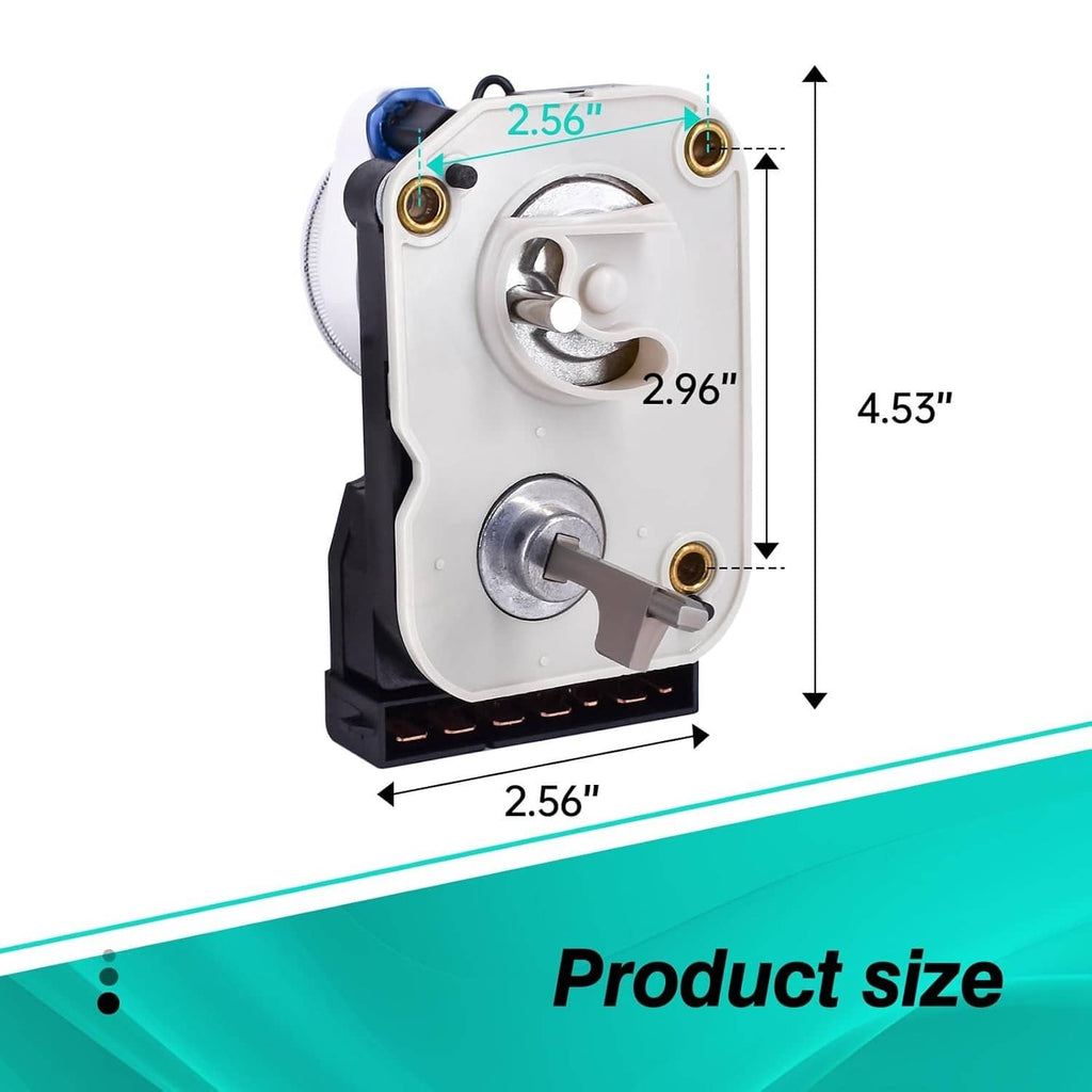Ignition lock cylinder with keyed insert, front view with size measurements.