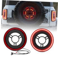 Spare tire brake light lens set with red LED ring, black housing, includes wires