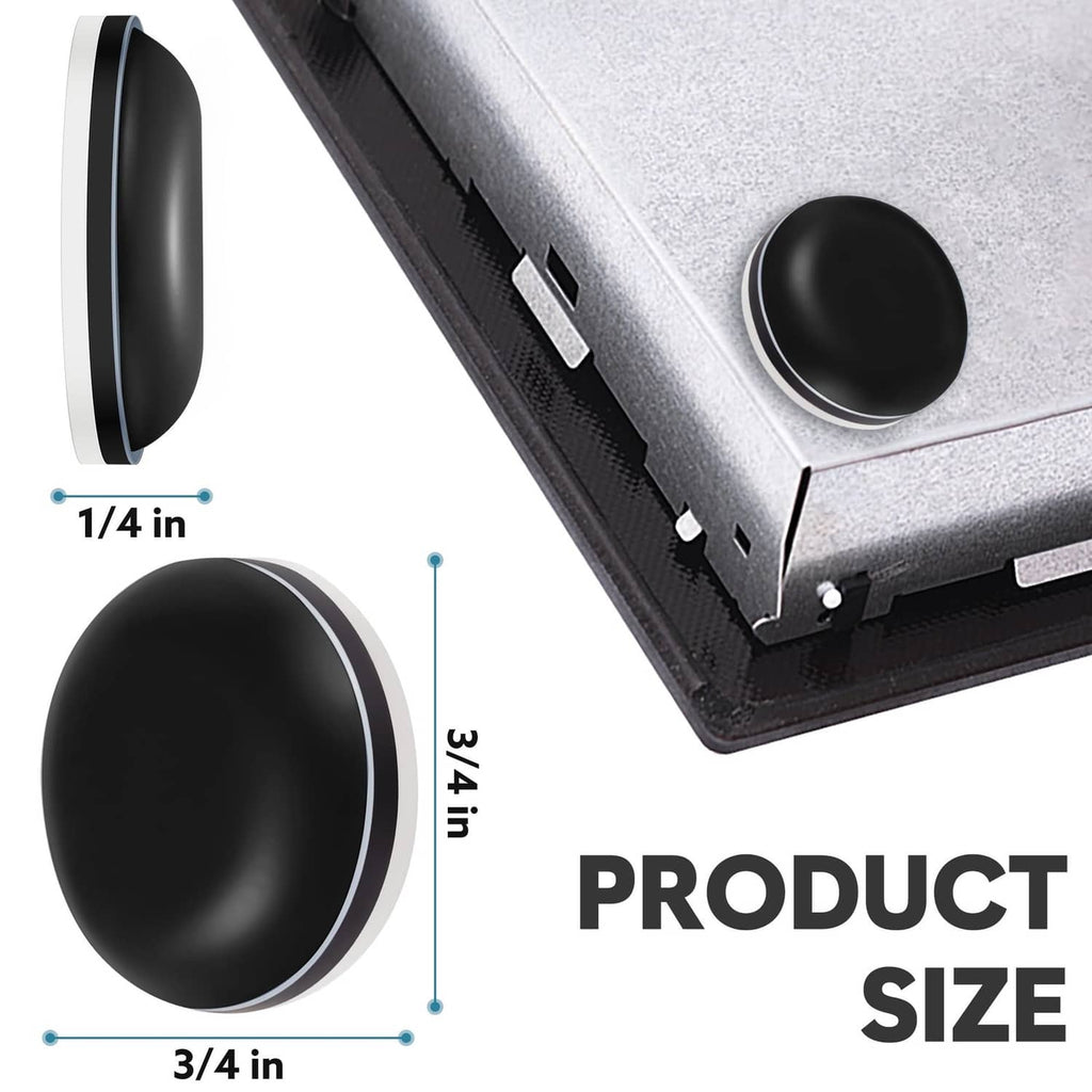 Black round appliance slider pad with compact size measurement for under-appliance support