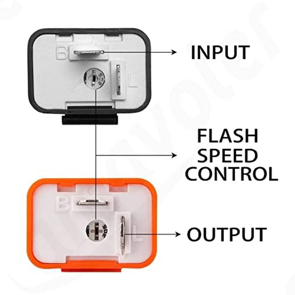 Adjustable flasher relay wiring diagram with input, flash speed control, and output