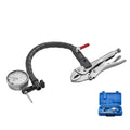 Dial test indicator kit with flexible arm and locking pliers; includes molded carrying case