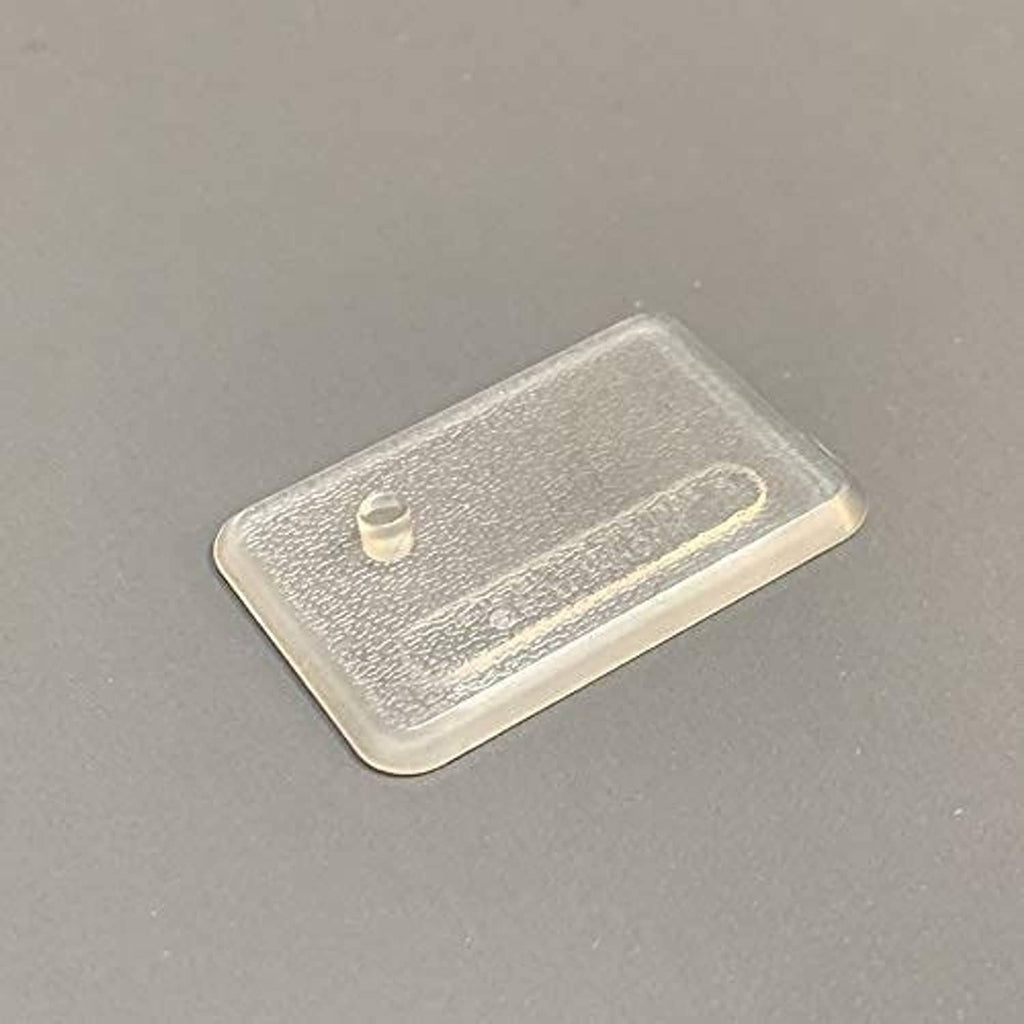 Clear rectangular plastic action figure display stand with round hole