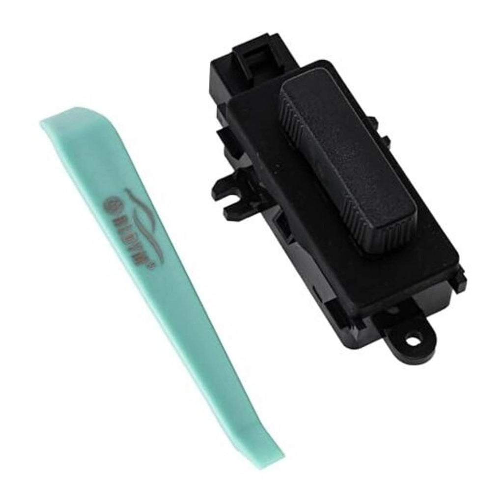 Black power seat adjustment switch with teal connector strip, front control module