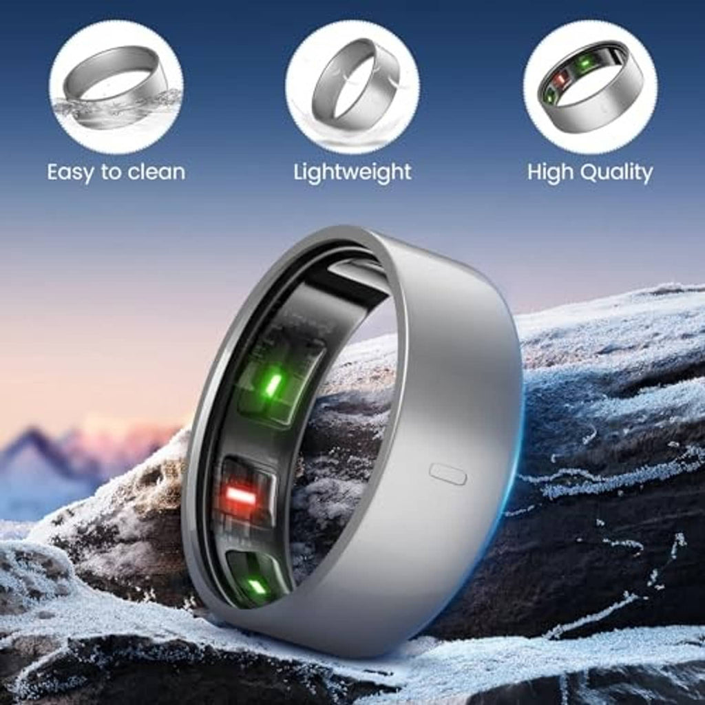 Silver TPU ring cover with black inner band on snowy surface