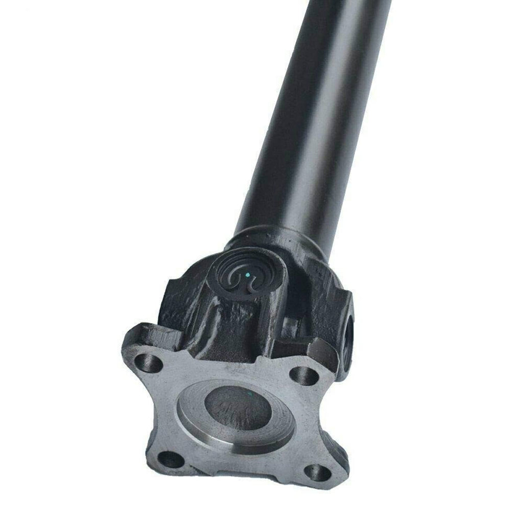 Front prop drive shaft flange housing with bolt holes and black bearing cap
