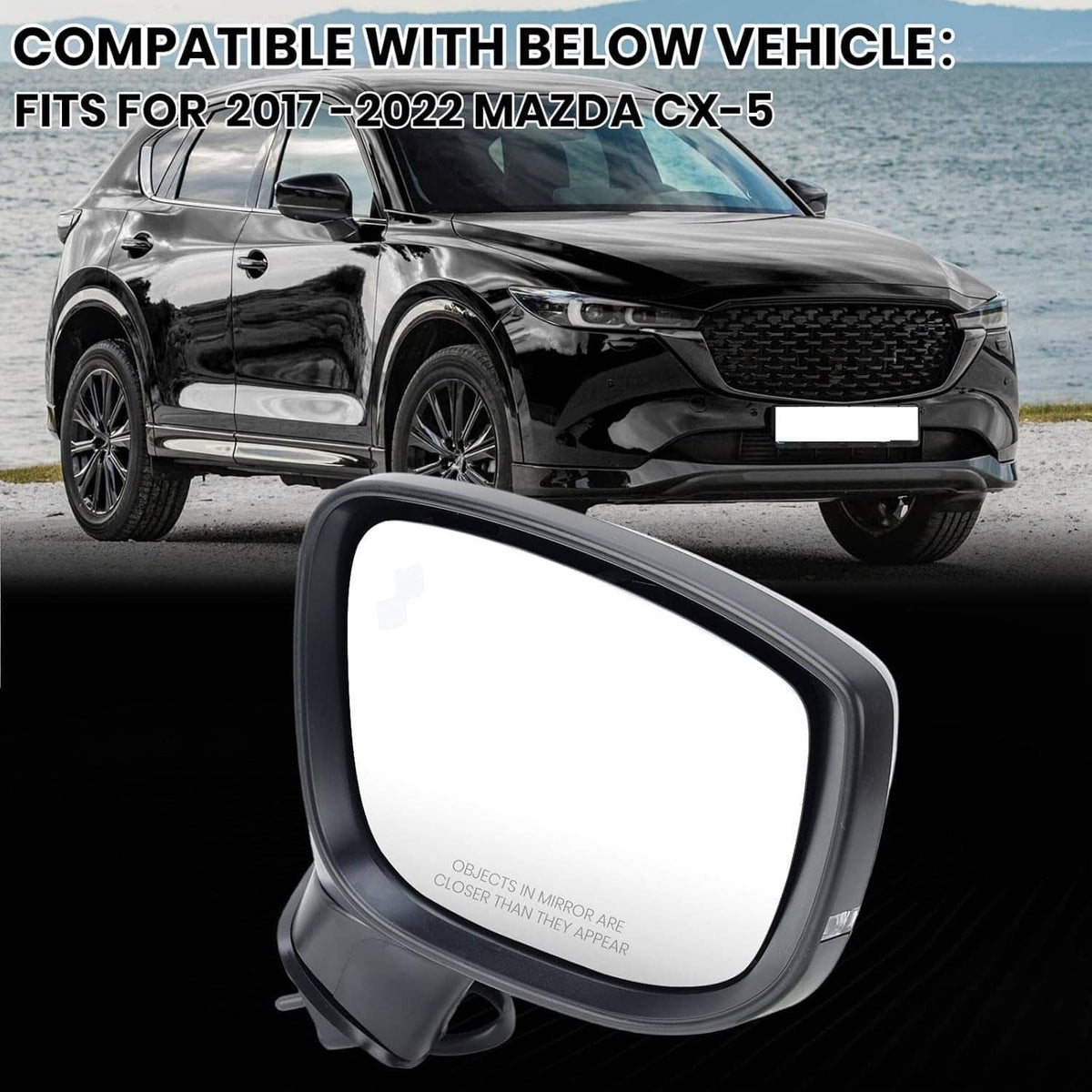 Passenger-side replacement mirror with turn signal lens and clear glass
