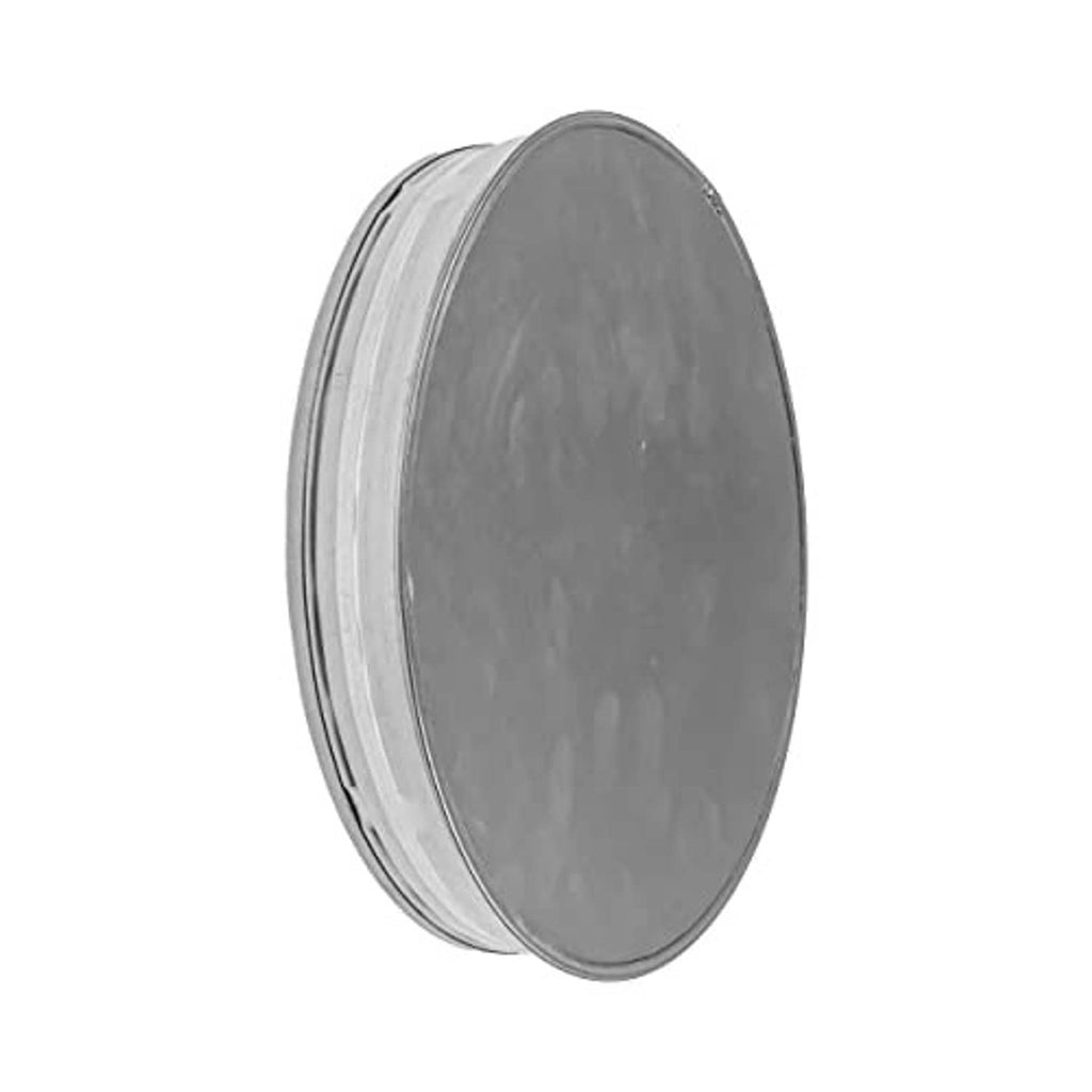 Round galvanized steel duct end cap with flat cover and raised rolled edge