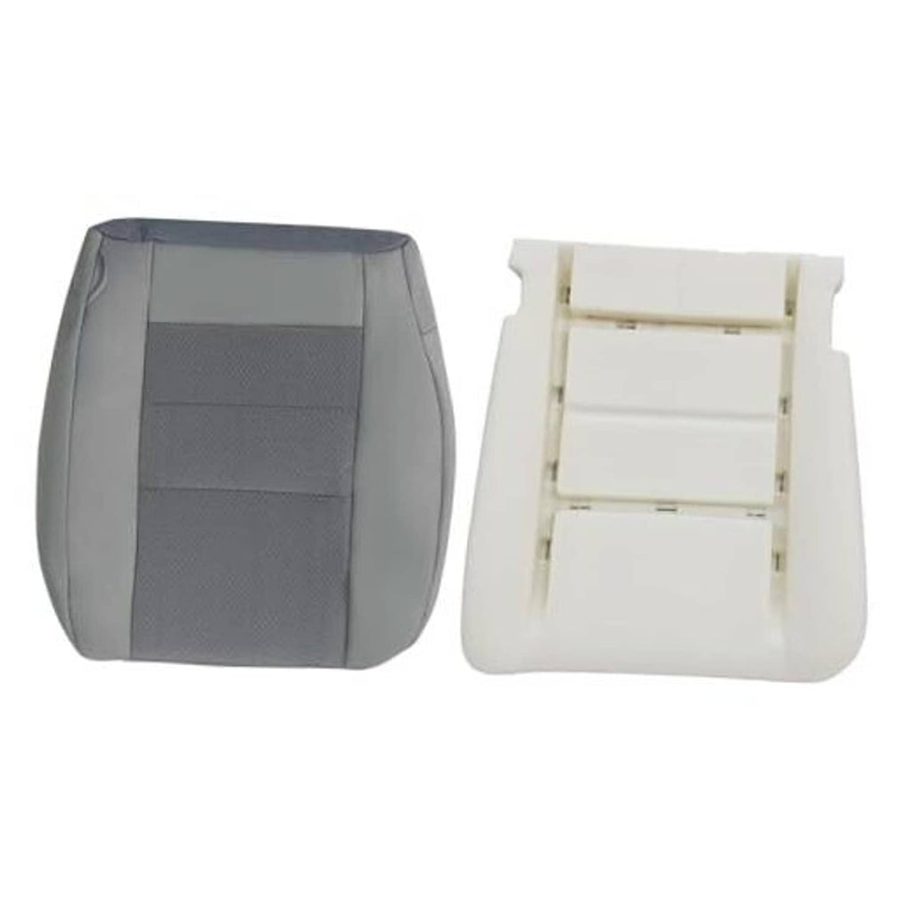 Front driver side seat cover, flint gray cloth with foam backing and panel seams