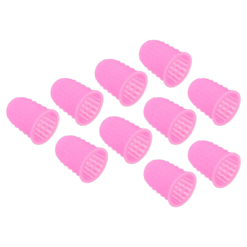 Pink silicone finger tip covers, 10-pack, ribbed inner grip and open end