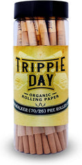 Brown organic pre-rolled rolling paper cones in jar with black lid