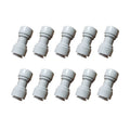 White push-fit tube connectors for 3/8 in O.D. tubing, angled ends