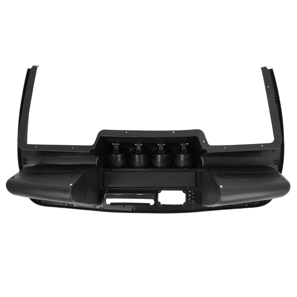 Black golf cart dash assembly cover with instrument cluster openings