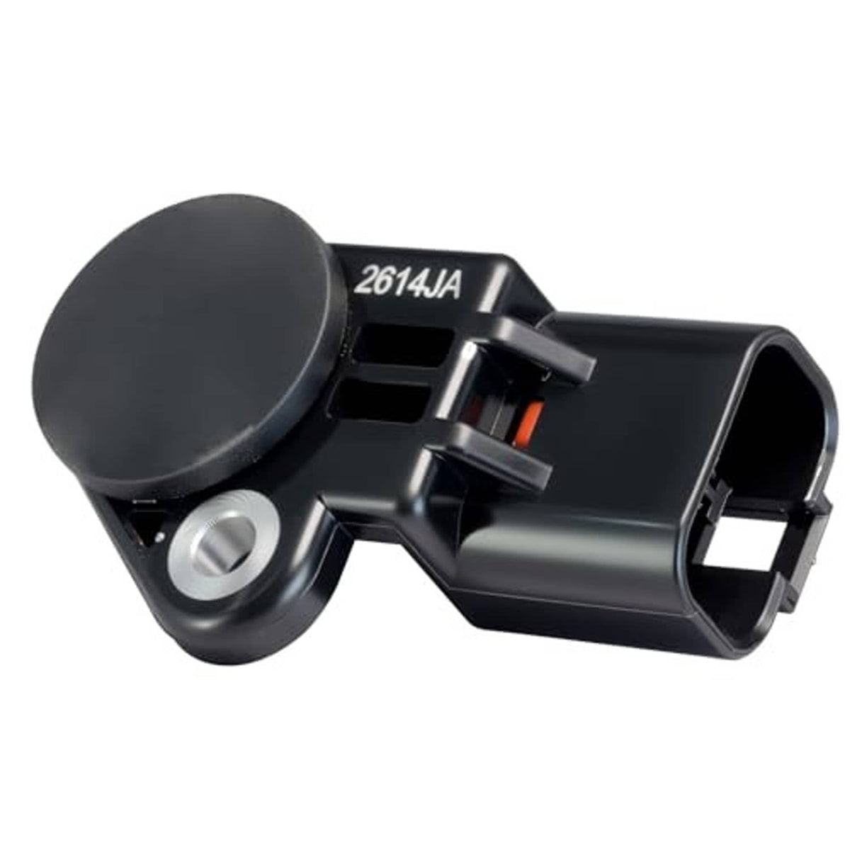 Camshaft position sensor with black body, round end cap, and visible marking on housing