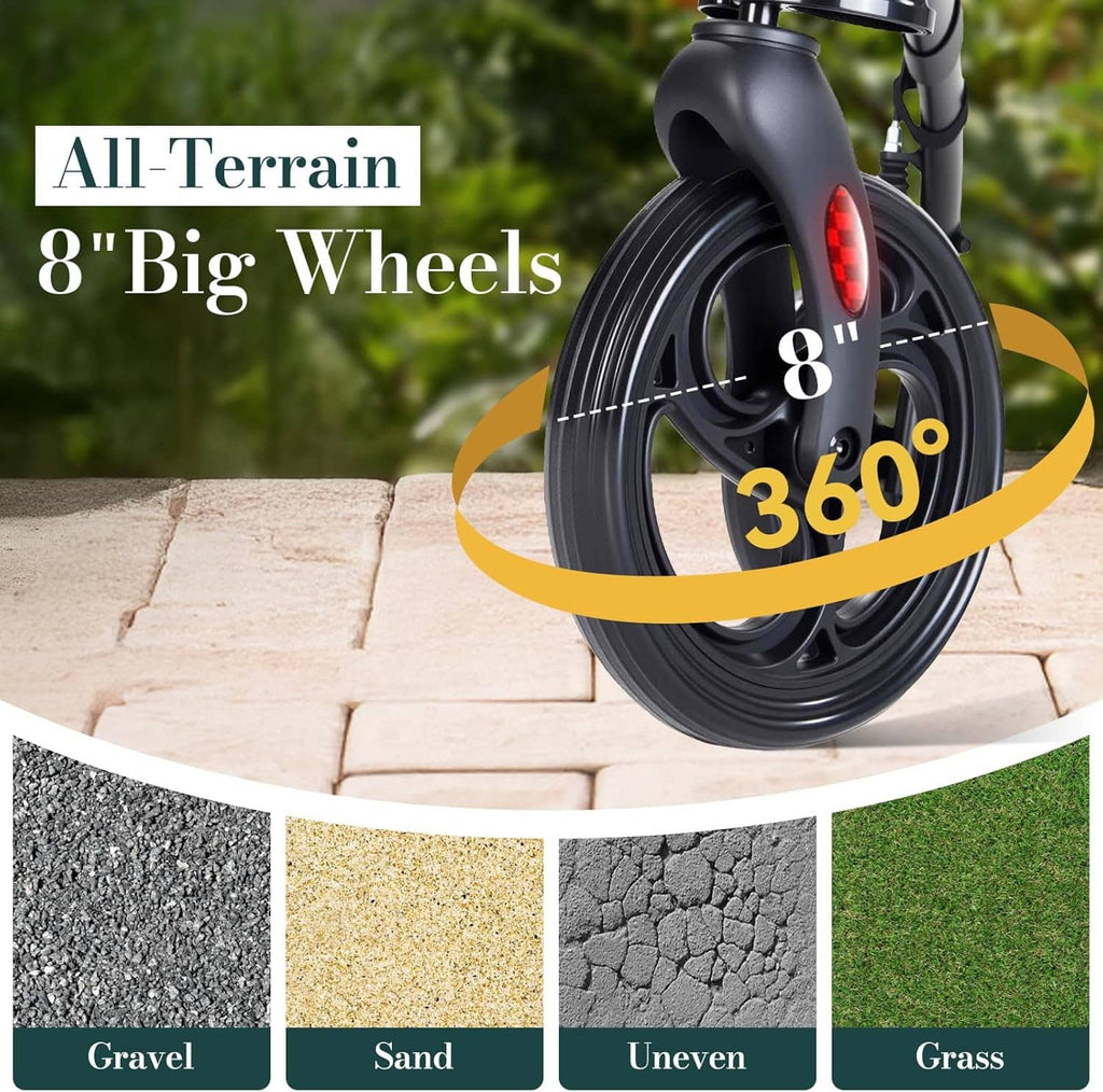 3-wheel rollator featuring large 8-inch wheels for outdoor terrain, purple frame