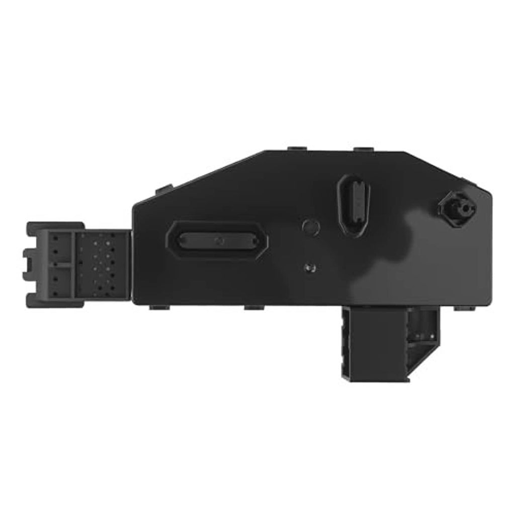 Power seat switch control module side view with mounting tabs and connector ports, black