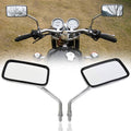 Chrome rectangular rearview side mirrors set with black glass, for motorcycle handlebars