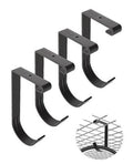Set of four dark gray ceiling bike rack hooks with curved cradle ends