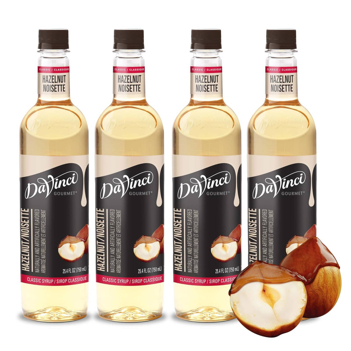 RivetOak DaVinci Gourmet Classic Original Hazelnut 25.4 Fl Oz (Pack of 4),