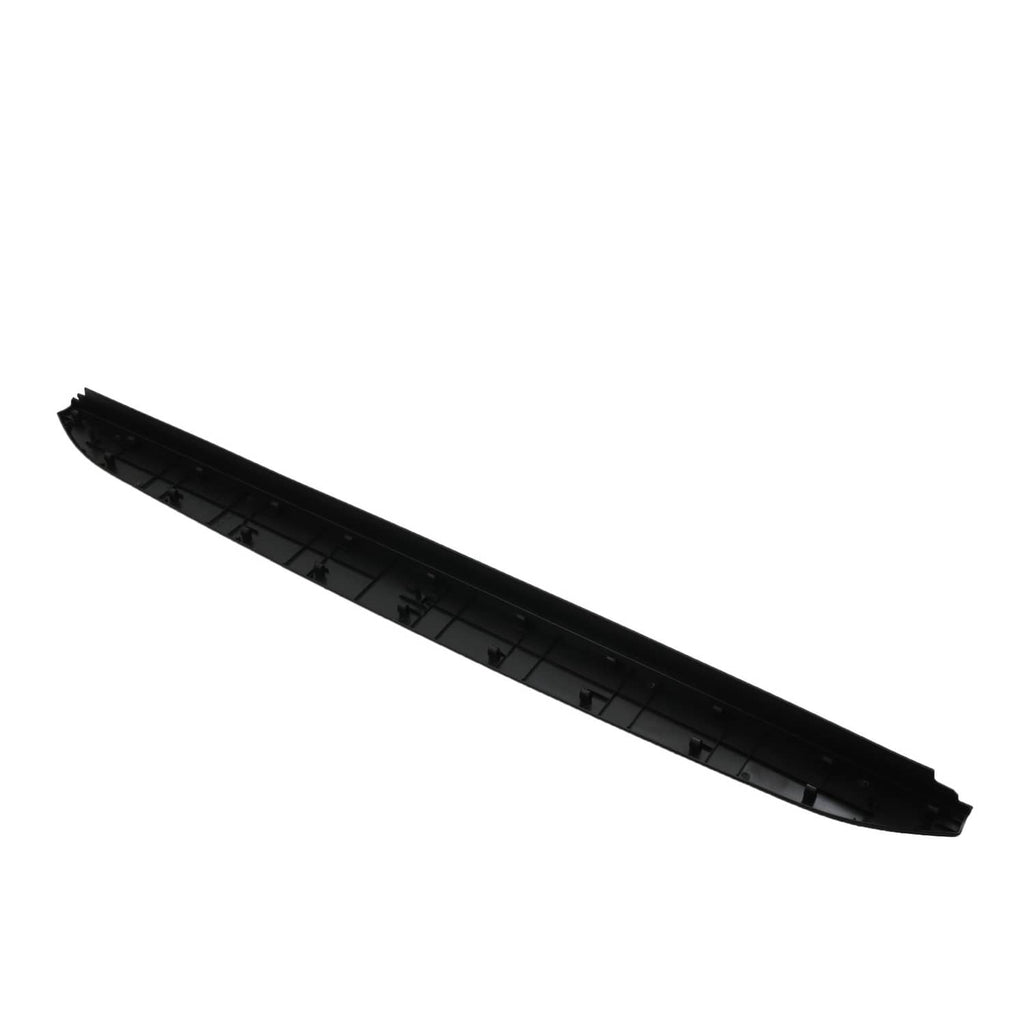 Black tailgate bed cap molding strip with textured grid underside