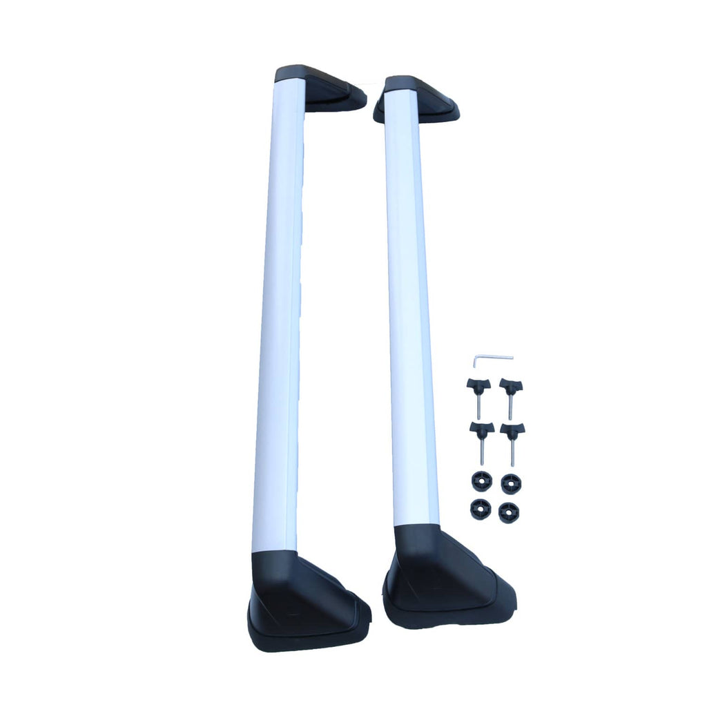 Roof rack cross bars kit: two light bars with black rubber mounts and mounting hardware