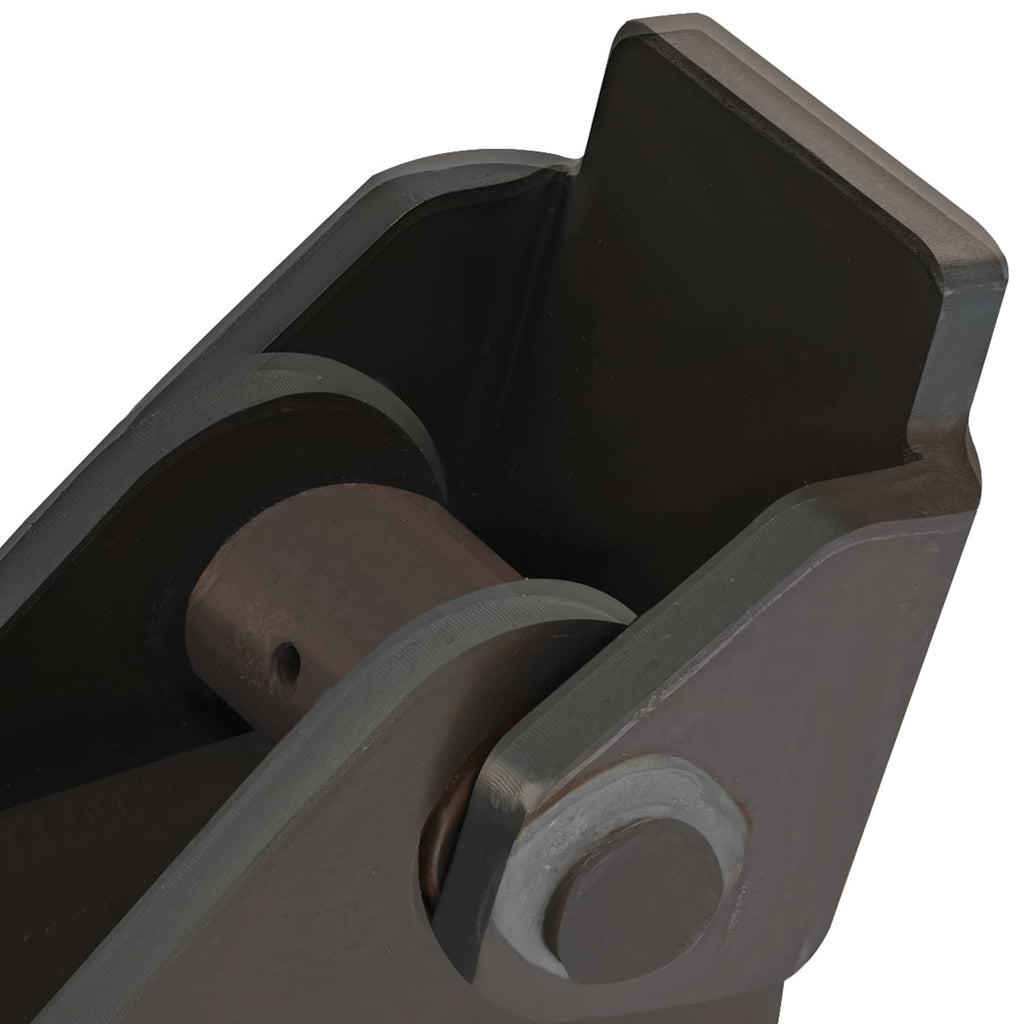 Close-up of pivot barrel and hinge bushing on heavy-duty weld-on trailer hinge