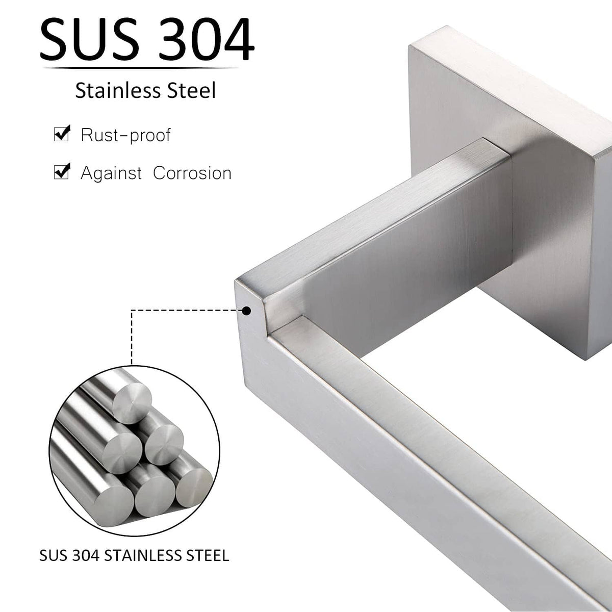 SUS 304 stainless steel toilet paper roll holder in brushed nickel finish