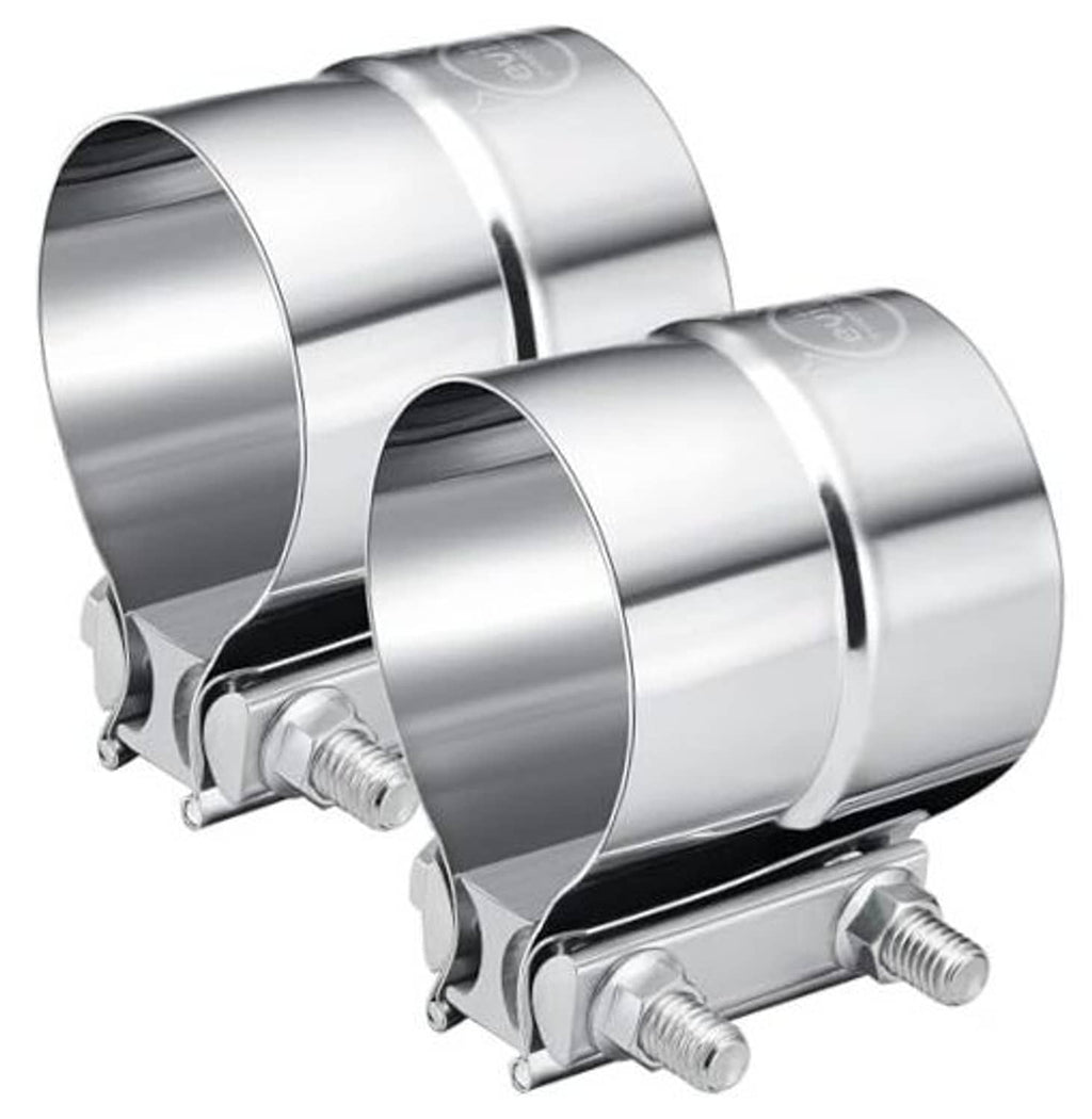 Stainless steel exhaust band clamp with two bolts and lap-joint band