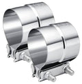 Stainless steel exhaust band clamp with two bolts and lap-joint band