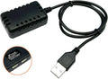 2-in-1 LiPo battery charger with black USB cable, includes close-up connector detail