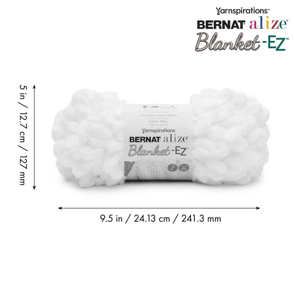 White Blanket-EZ loop yarn bundle with size measurements