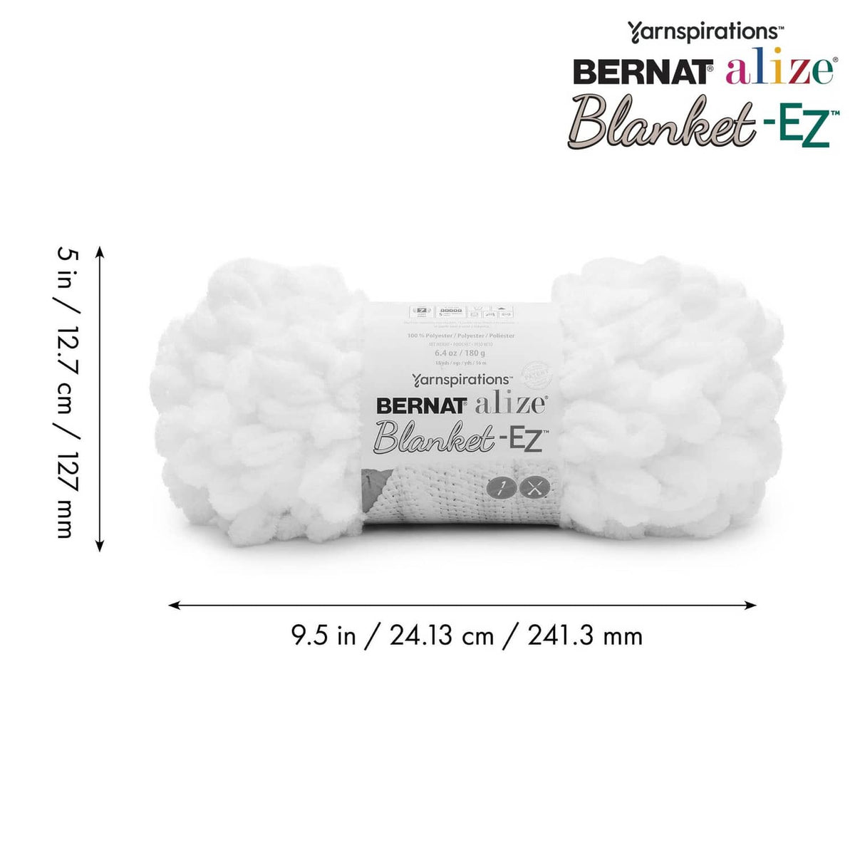 White Blanket-EZ loop yarn bundle with size measurements
