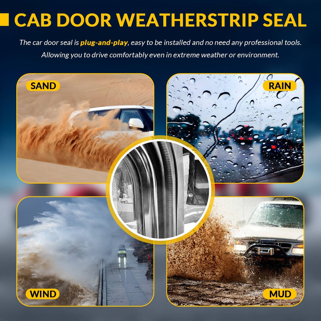 Cab door weatherstrip seal rubber profile in black, coiled