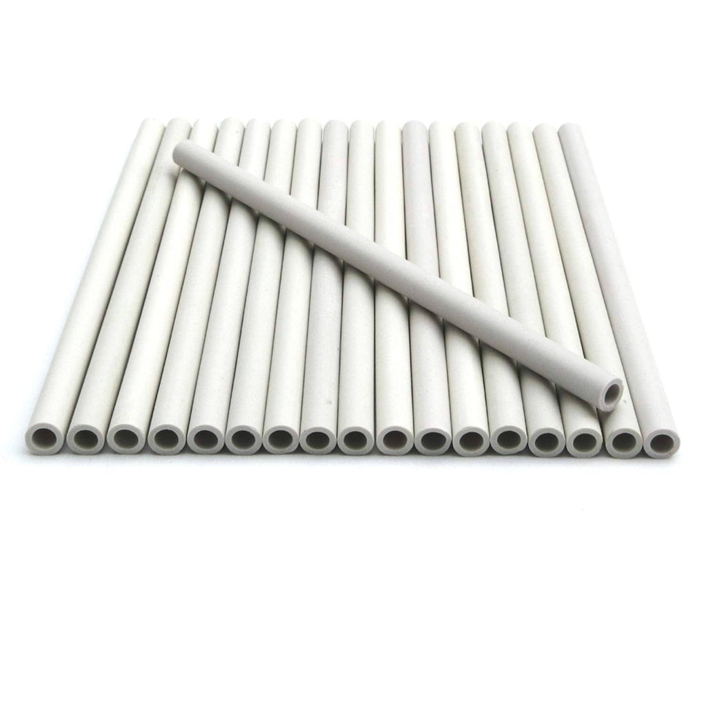 Ceramic grill radiant rods with long support bar, light gray/white