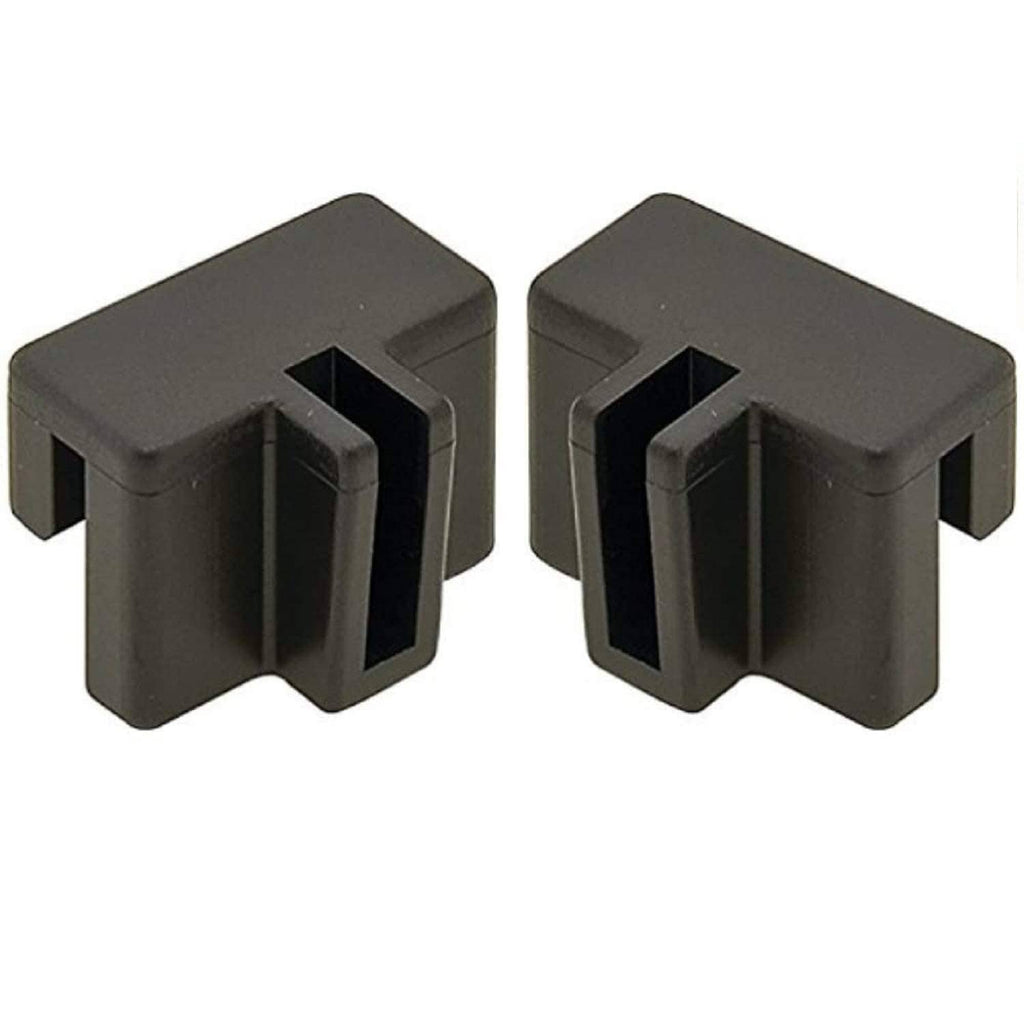 Black hanging file rail clips with center channel for attaching folder rails