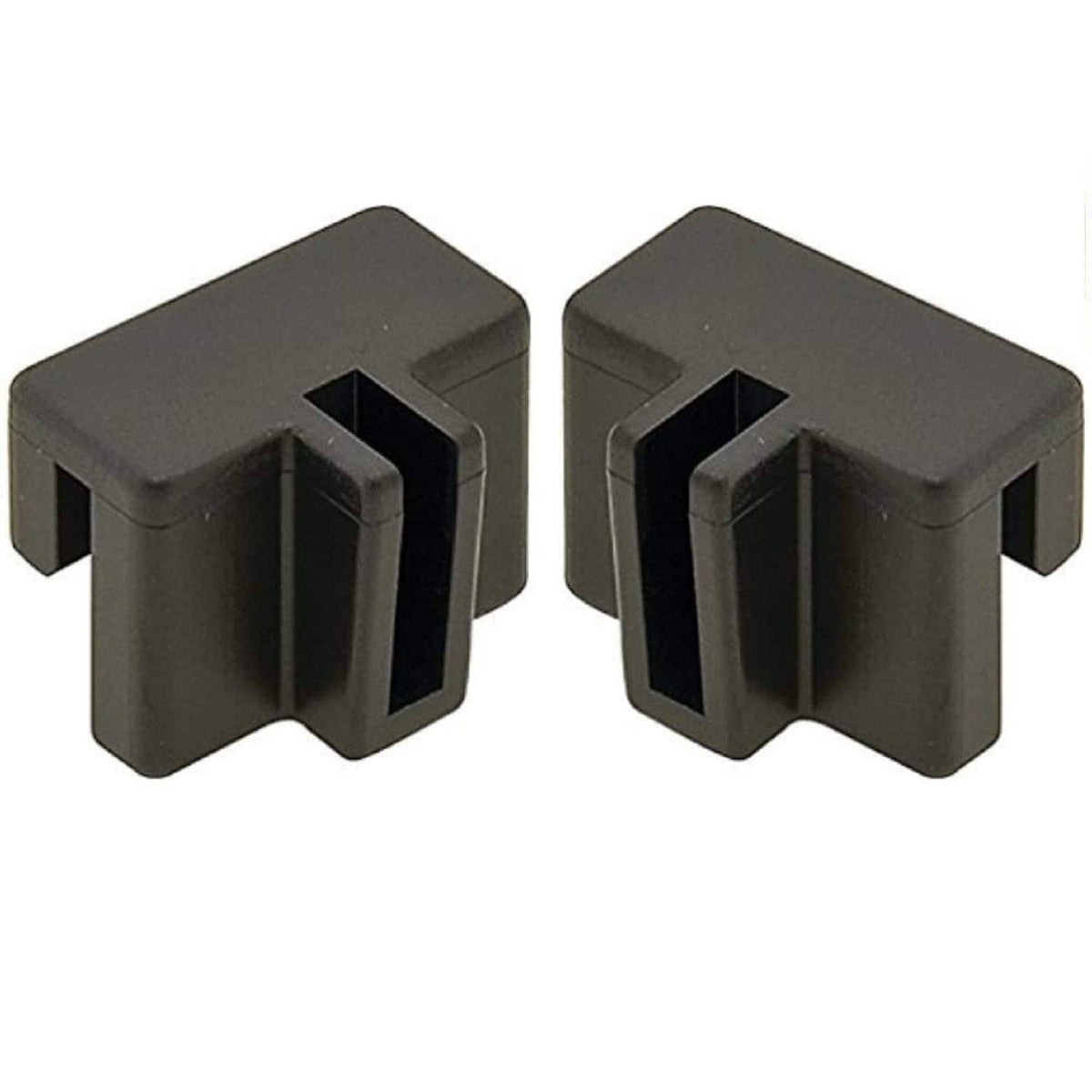 Black hanging file rail clips with center channel for attaching folder rails