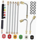 Pressure washer extension wand set with brass quick-connect fittings and colored nozzles