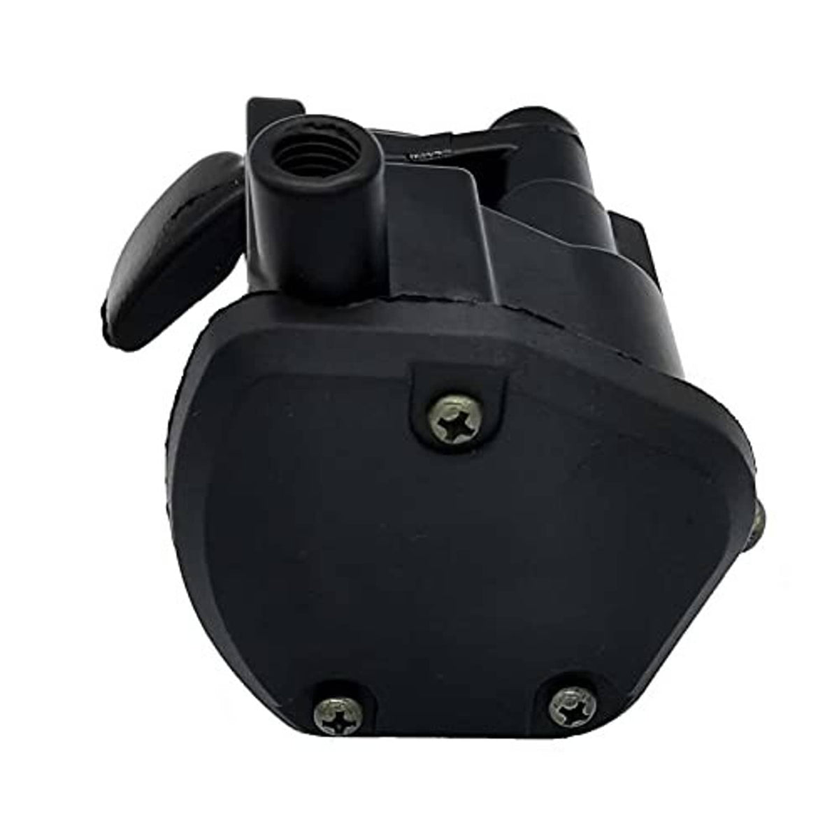 Black circular throttle control housing with mounting screws and inlet opening