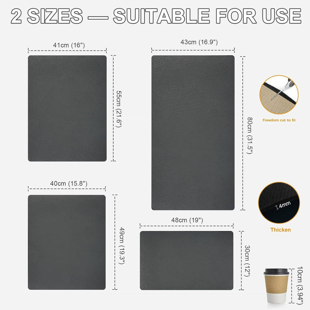 Dish drying mat size options shown as two black shape outlines