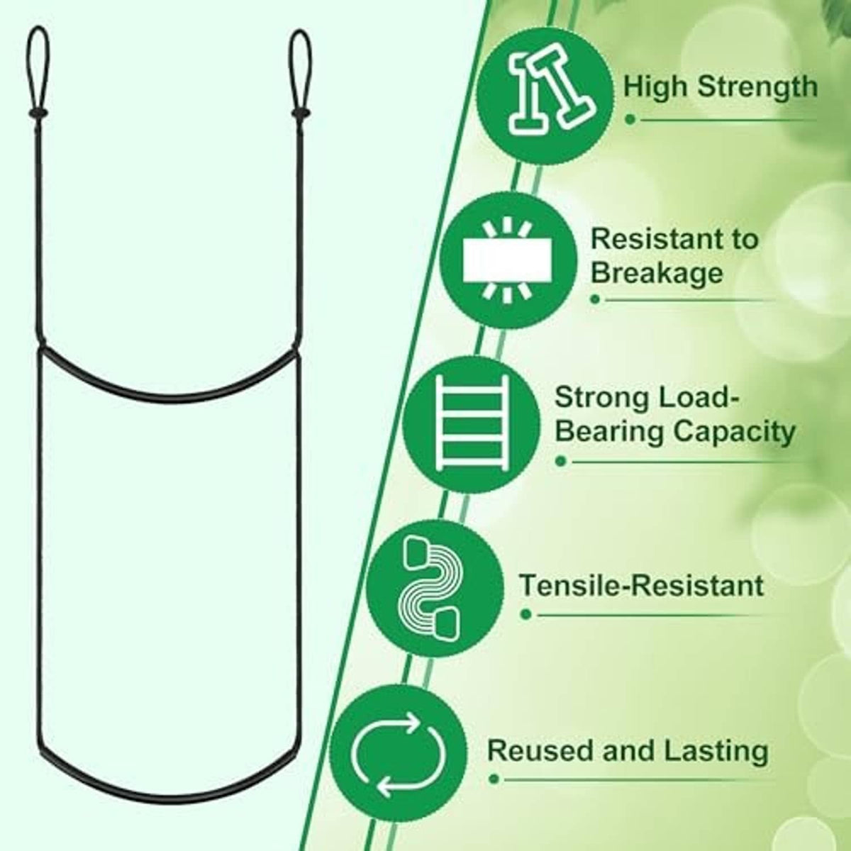 Climbing aider rope with two black step loops and curved rope base