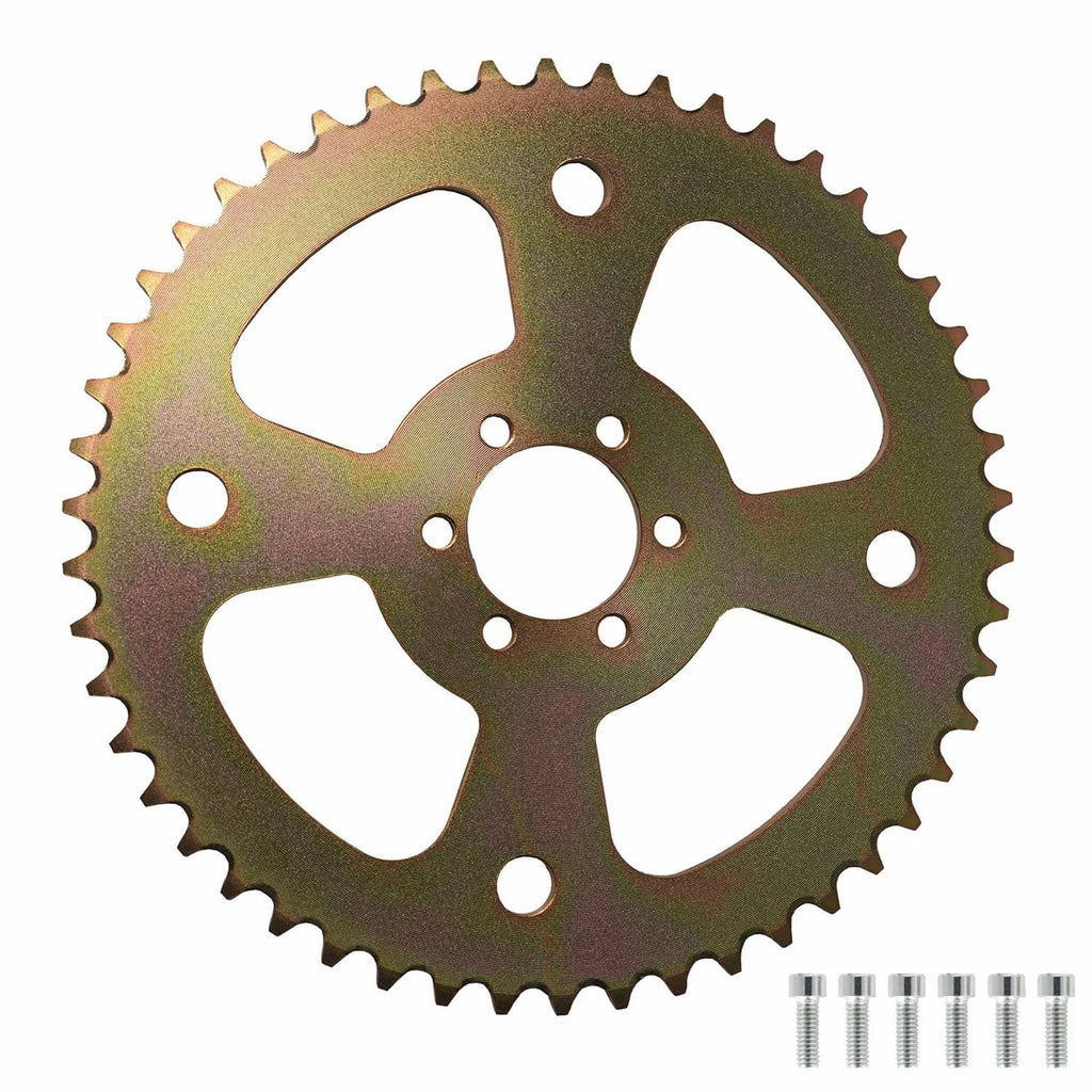 Rear chain sprocket, 6-hole zinc-plated steel gear for #40/#41/#420 chain