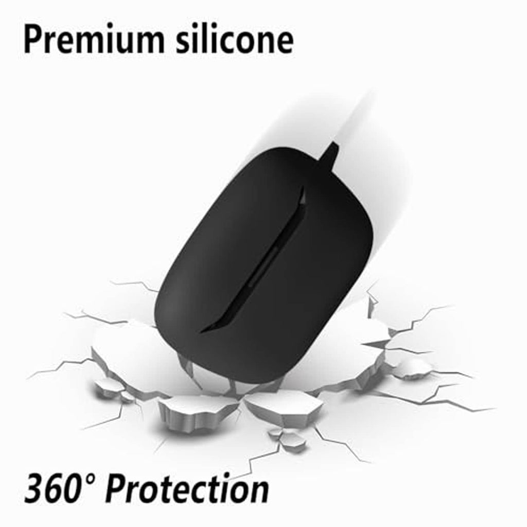 Black silicone earbud case for scratch-resistant 360-degree protection