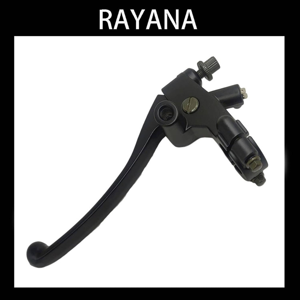 Left front brake lever, black lever with reservoir fitting and mounting bracket