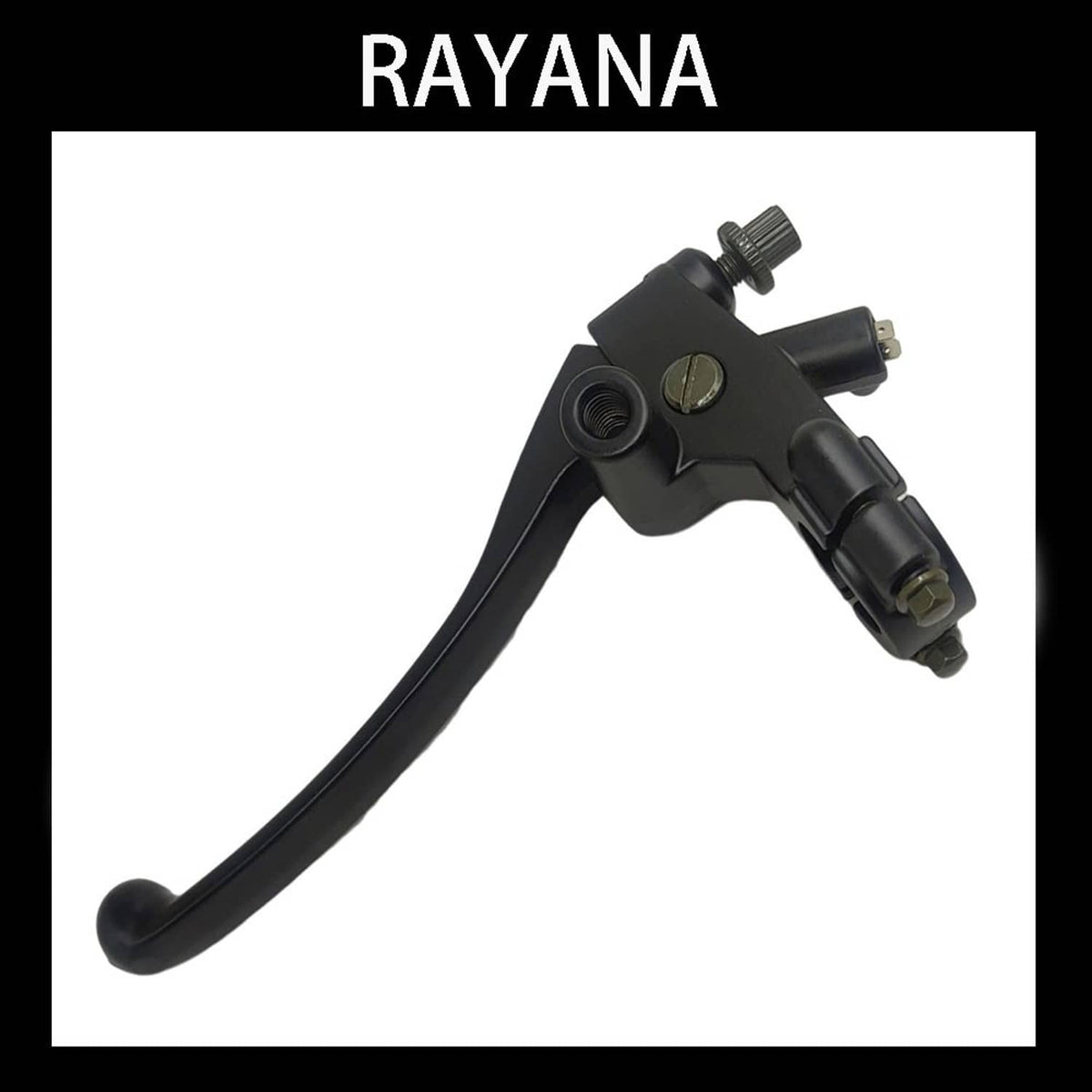 Left front brake lever, black lever with reservoir fitting and mounting bracket