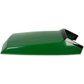 Green front upper tractor hood panel with black trim and top vent