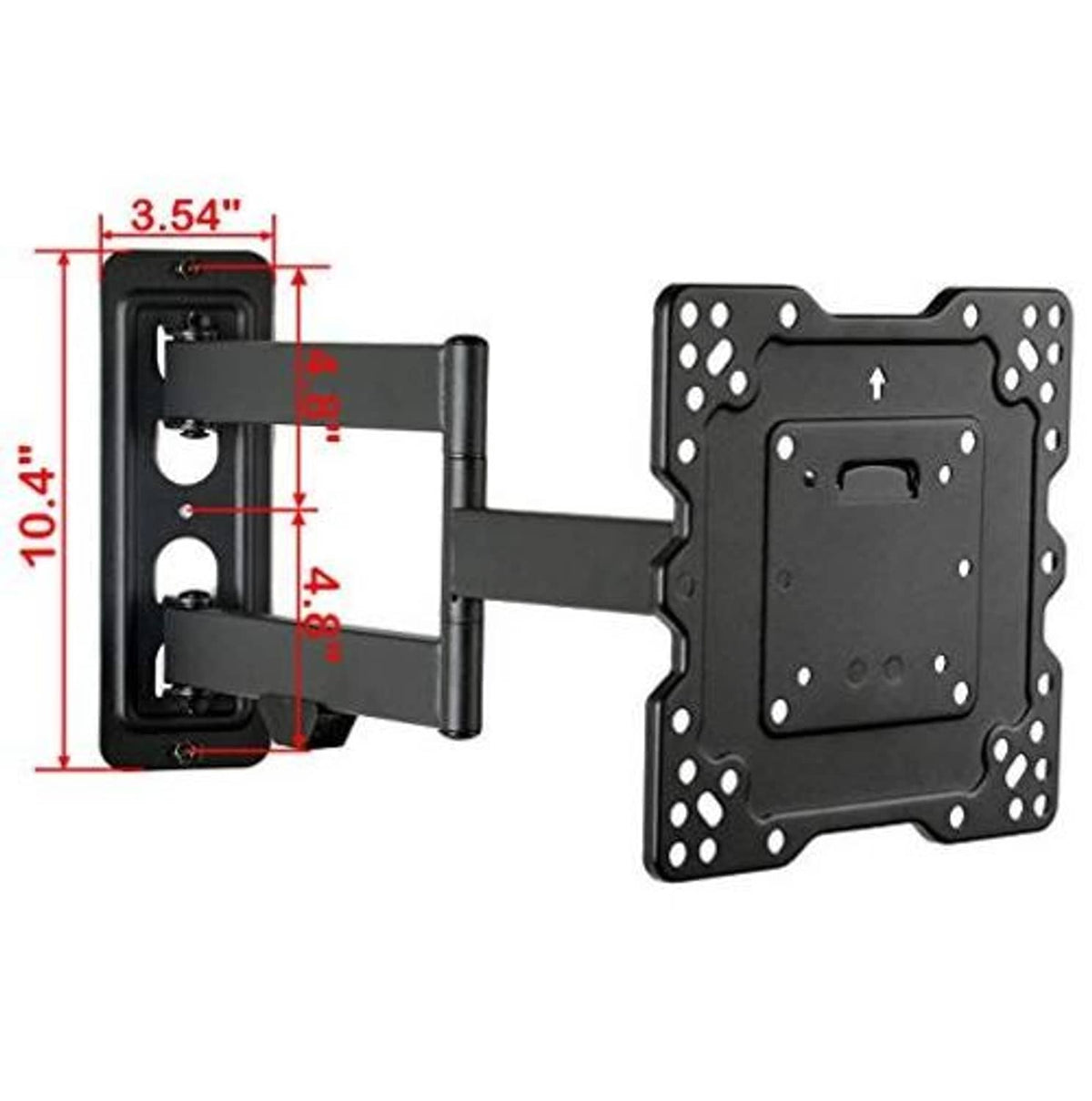 TV wall mount bracket with wall plate and mounting plate shown with dimensions