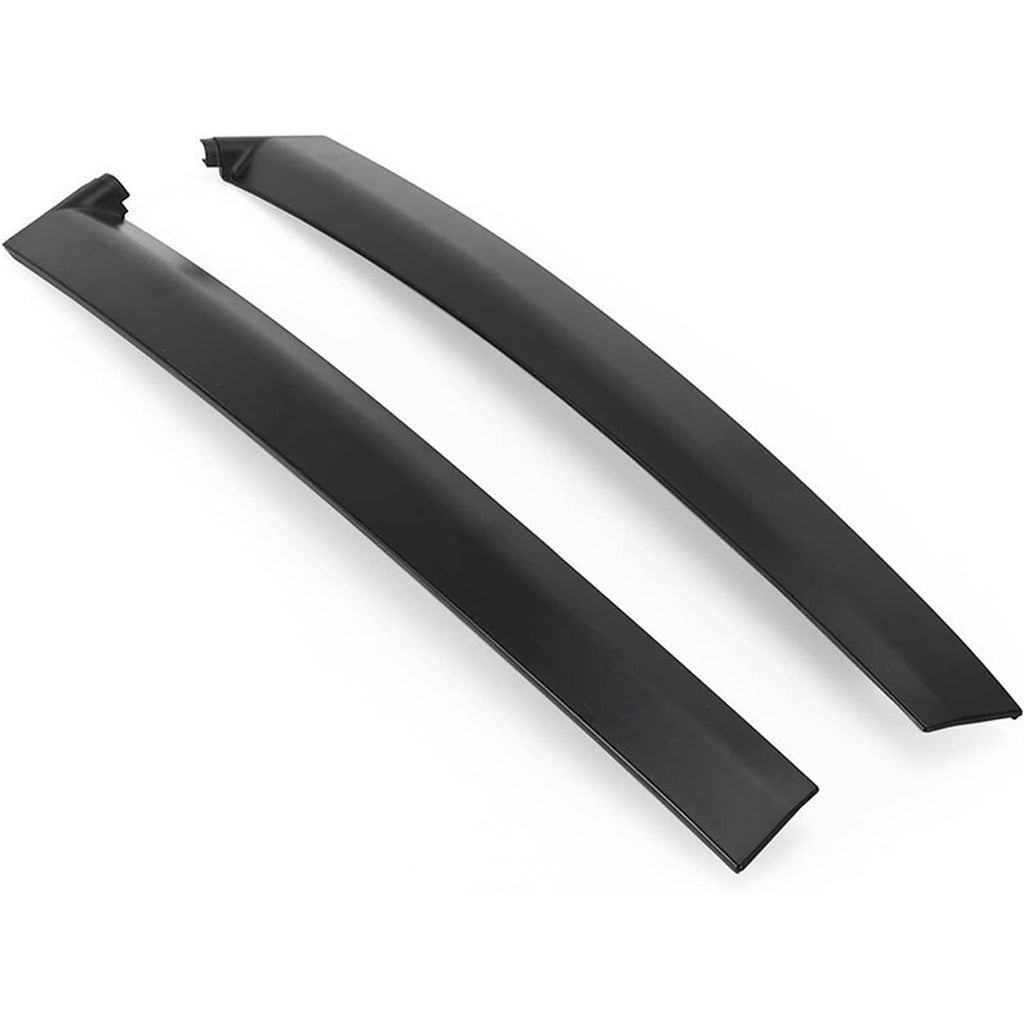 Matte black window molding trim bars, two long pieces with protective end clips