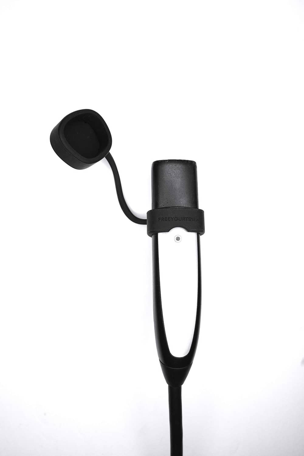 Black rubber charger cap protector with removable cap cover for connector