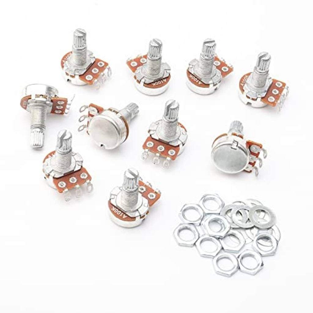 Electric guitar potentiometers and nuts set, metal split shafts with orange mounting PCBs