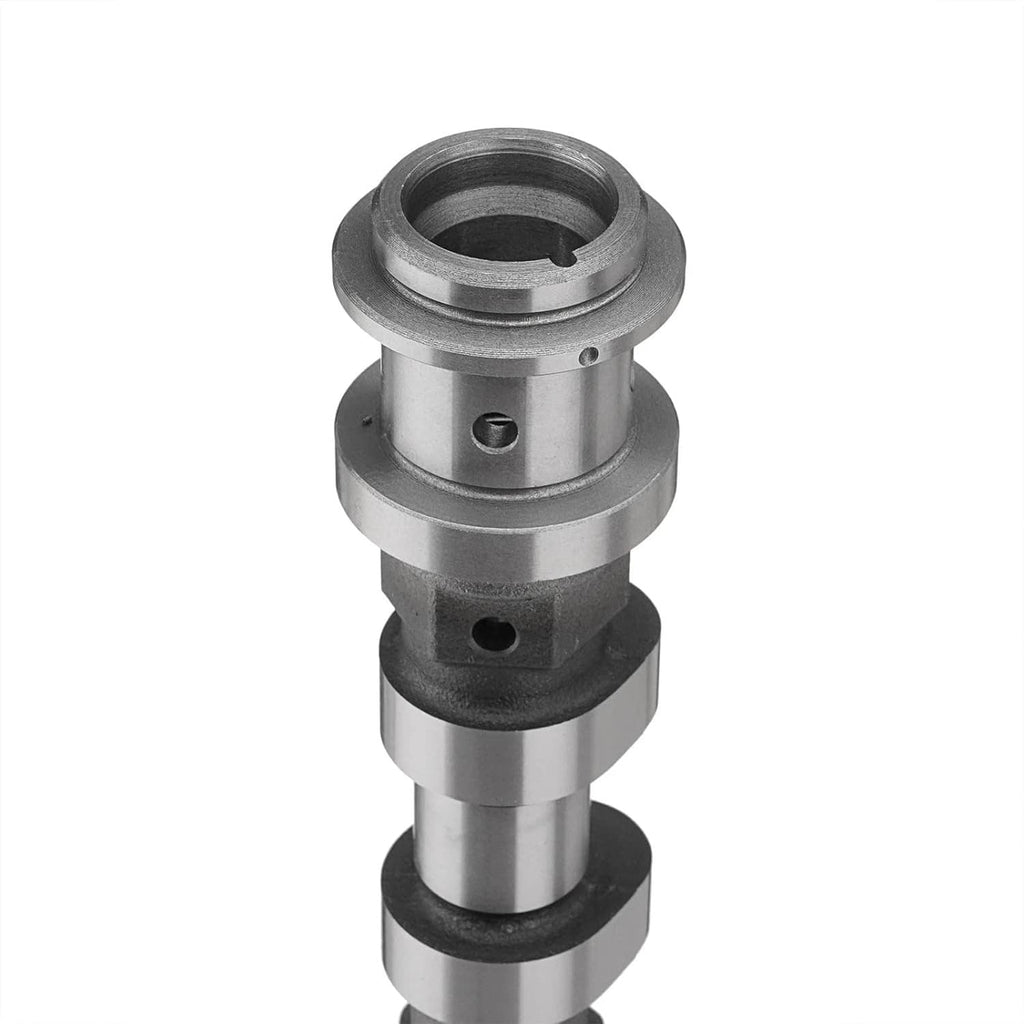 Right-side exhaust camshaft detail view with metal housing, black seals, and bearing section
